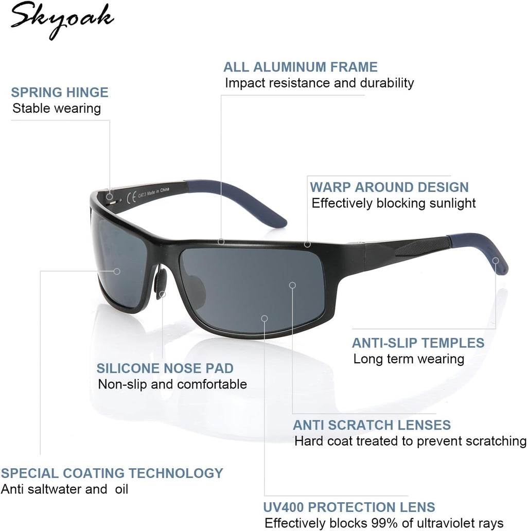 Skiennix Unbreakable Polarized Sports Sunglasses - Scratch & Seawater-Proof Lens, Aluminum Frame
