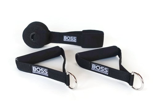 BOSS FITNESS PRODUCTS - 11-Piece Adjustable Resistance Band Set - 5 Bands - Heavy Duty Door Anchor - Premium Ankle Straps, Soft Grip Handles - Carrying Bag - Additional Accessories