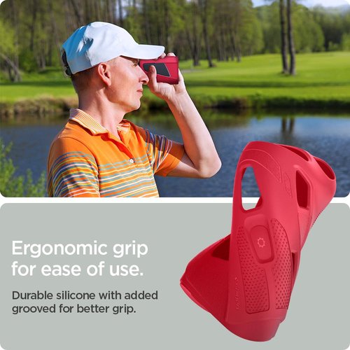 Spigen Golf Silicone Fit Rangefinder Case Designed for Bushnell Rangefinder Tour V6 Shift Protective Cover Carrying Case Golf Rangefinder Accessories - Red