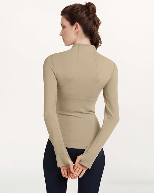Locachy Women's Athletic Running Jacket - Slim Fit Full Zip Design with Thumb Holes