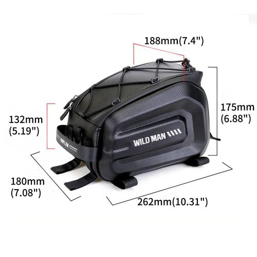 WILD MAN 4L Bike Seat Bag Waterproof Hard Shell Bike Saddlebags for Electric Bicycle Touring Sport Messenger Bag Storage Accessories(GD5,Black)