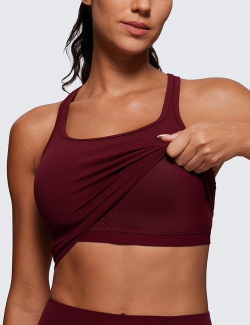 CRZ YOGA Butterluxe Racerback Crop Tank Top - Padded Y-Back Longline Sports Bra for Yoga & Workouts