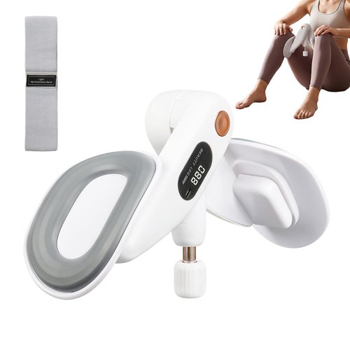 Inner Thigh & Pelvic Floor Trainer for Women – Adjustable Hip Toner with LED Counter, Multifuctional Full-Body Sculpting Kegel Exerciser for Home & Postpartum Strengthening (White)