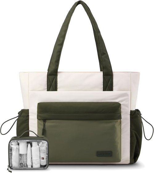 LOVEVOOK Tote Bag - Stylish Puffer Work Tote with Zipper & Compartments | Ideal for Nurses & Teachers