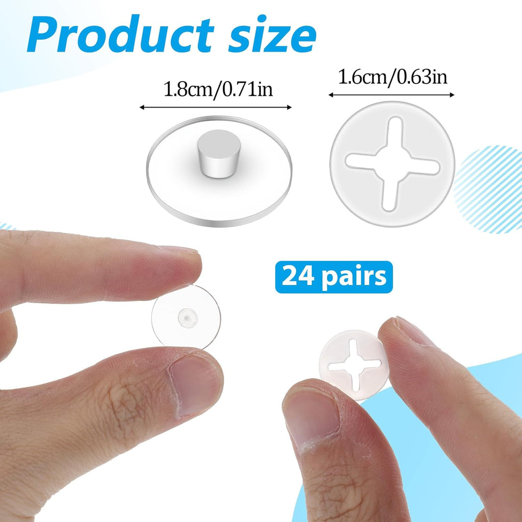 Skiennix 24 PCS Clear Bib Snaps - Reusable Race Number Buckle Fixing System for Triathlons & Marathons