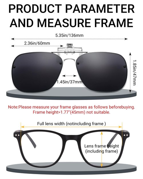 TERAISE Clip On Sunglasses Flip up HD Polarized Unisex for Outdoor/Driving UV400