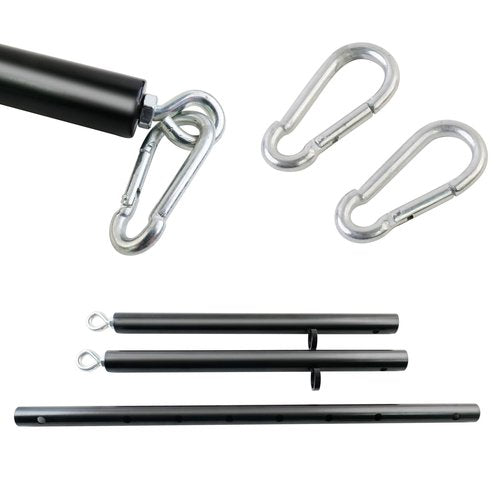 Spreader Bar Black Heavy Duty Stainless Steel Adjustable Bar with 2 Fixed Rings, Yoga Training Fitness Gear, Workout Bar,Sports Gym Kit (Black)