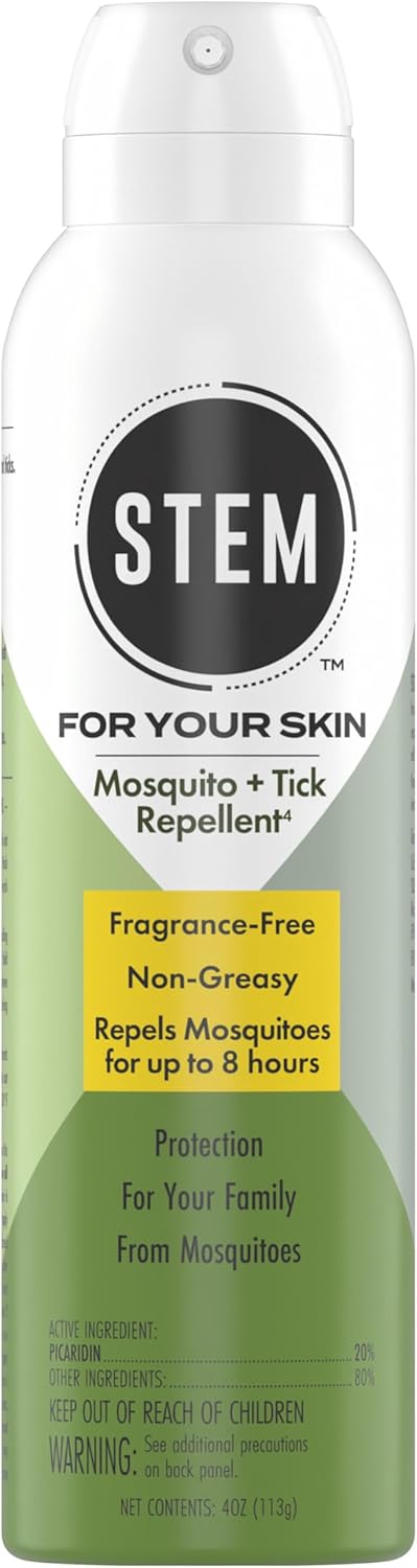 STEM Mosquito & Tick Repellent Spray - Fragrance-Free Picaridin Protection, 4 oz