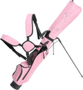 Sunday Golf Stand Bag Lightweight Golf Bag for Par 3 & Driving Range with 3 Zippered Pockets, Cooler Bag, Rain Hood and Adjustable Dual Strap System,Golf Club Carry Bag Suitable for Men & Women (Pink)