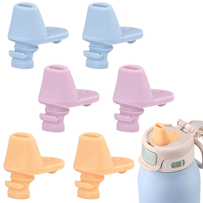 6 Pcs Water Bottle Mouthpiece for Ello Pop & Fill, BPA Free Silicone Replacement for 22oz/32oz/40oz Bottles - Pink/Yellow/Blue (Variation of THIS listing)