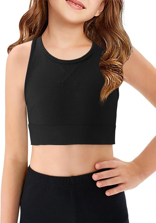 Haloumoning Girls Athletic Sports Bra - Racerback Design for Dance & Yoga | Sizes 7-14 Years