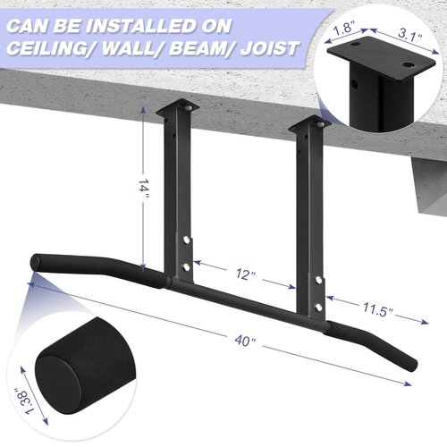 ATENTO Multifunctional Pull Up Bar for Ceiling Mount or Beam Mount, Optimum Grip Spacing , Workout for Home Gym, Beam, Crossfit, Maximum Weight 500 Lbs
