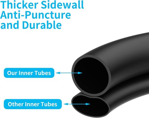 Heavy Duty 12" Bike Tubes - 12 1/2 x 2 1/4 Inner Tube with Angled Valve Stem | Pack of 2