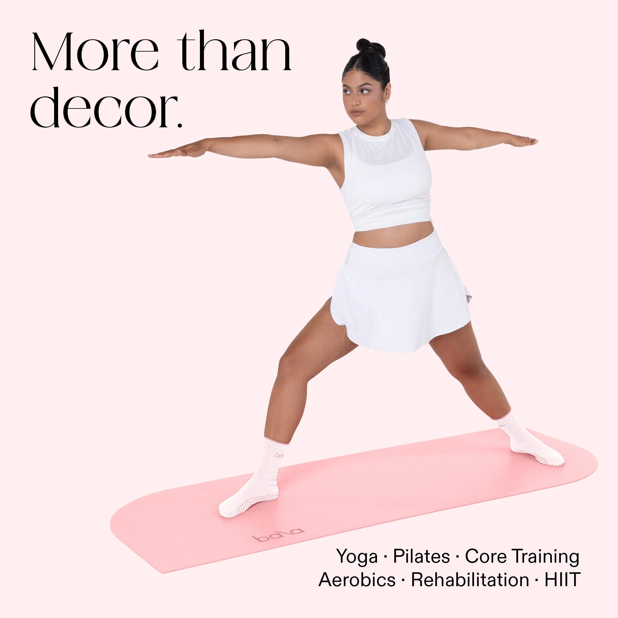 Bala Deco Yoga Mat for Home Gym, 5mm (Blush) - Non Slip Exercise Mat for Home Workout, Stretching, Pilates, Aerobics & Floor & Fitness Work Out - Outdoor or Indoor Exercise Equipment