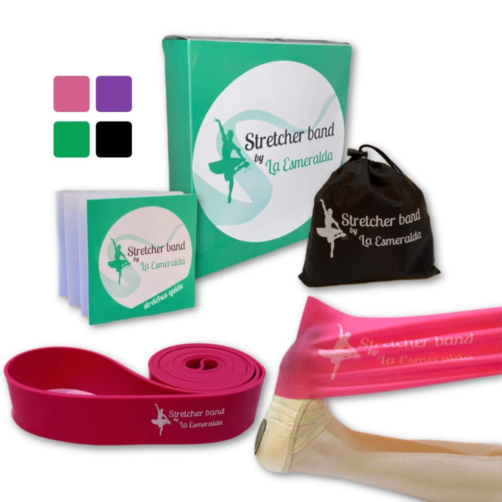 Stretch Bands set of 2 for Ballet, Dancers, Gymnastics .Resistance bands to Improve Flexibility, Splitting and Strenght. 3 Colors, Gift box, Instruction booklet, carry bag Including. (Pink Set of 2)