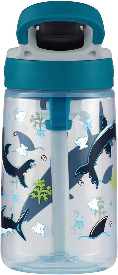 Contigo Kids Water Bottle - 14oz AUTOSPOUT Lid with Fun White Shark Design