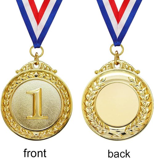 Myartte Gold Medal Set - Olympic Style Awards for Sports & Competitions | 50mm Medals with 80mm Ribbon