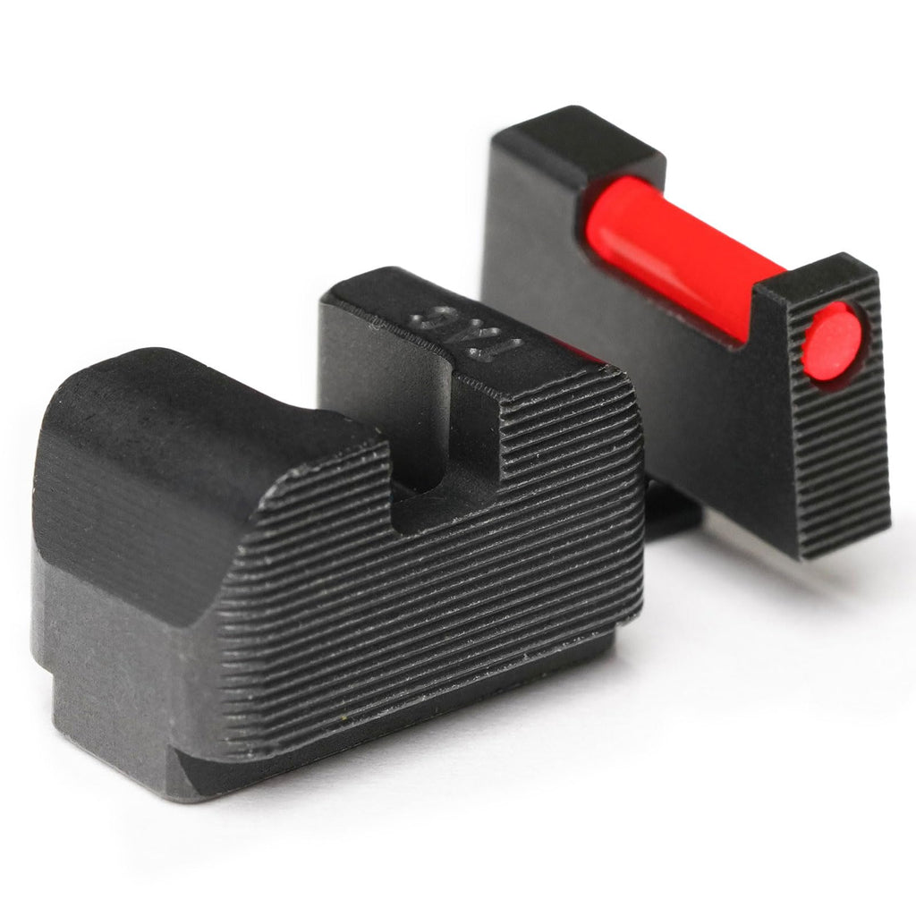 TAG PRECISION Optics Ready Gun Sights Compatible with Glock 10MM/.45 ACP | Durable CNC Machined Steel Nitride Coated Front & Rear Handgun Sights with Easy Customization | Fiber Front, Plain Rear (TSH)