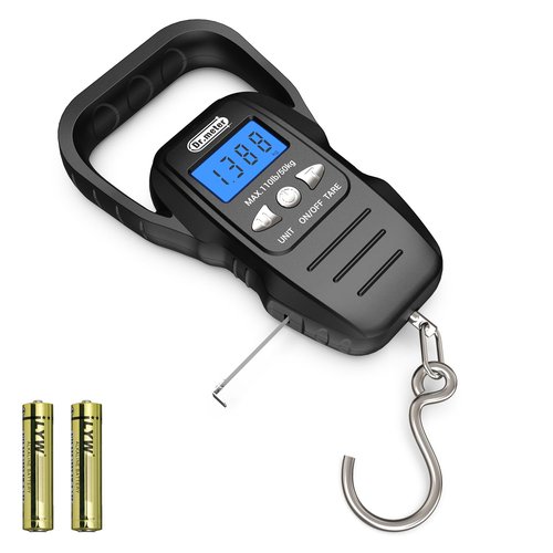 Dr.meter Fish Scale - Digital Fishing Scale with Backlit LCD Display & Measuring Tape - 110lb Capacity