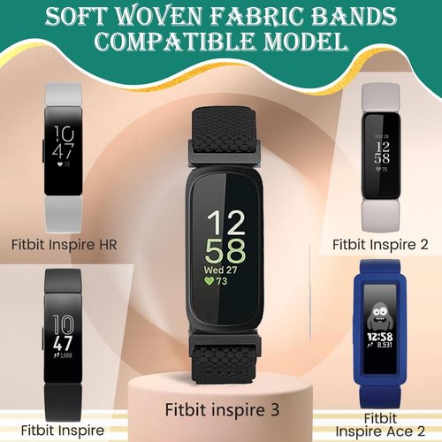 Fitbit Adjustable Elastic Nylon Sport Bands - Soft Stretchy Replacement Straps for Inspire Series | Unisex
