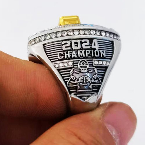 noblehead 2024 Fantasy Football Championship Ring | Heavy FFL Champion Ring | Gold Silver Tone Plated Award Trophy for Fantasy Football League Winner (Ring and Stand Together, Size 11)