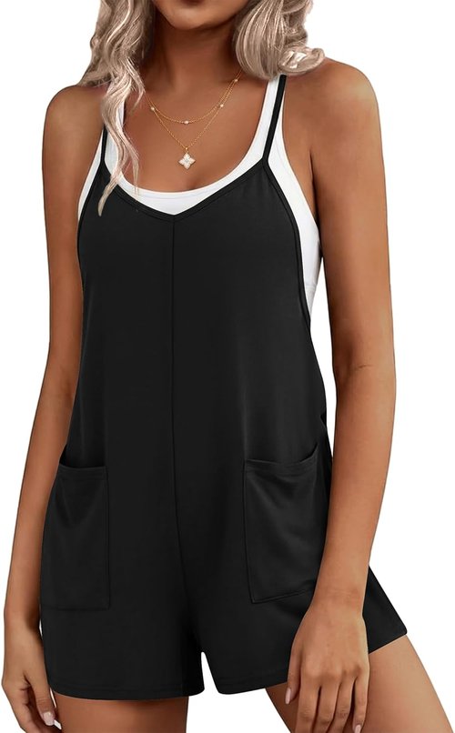 Ekouaer Summer Casual Rompers for Women - Sleeveless Boho Jumpsuit with Pockets | Stylish Shorts Design