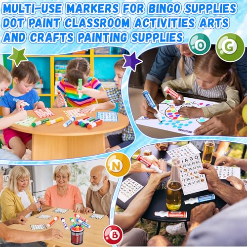 96 Pack Mixed Color Bingo Daubers Dot Markers - 6 Colors, 15ml Capacity