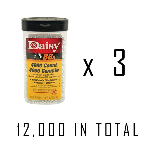 Daisy 4000-Count Precisionmax .177 Cal, 4.5 mm Premium Grade BBS Bottle, 3 Pack x 4000 ct - 12000 Count in Total