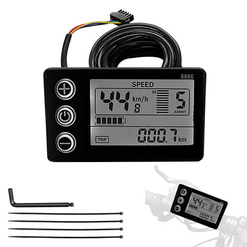 Electric Bicycle LCD Screen, Compatible Fit for Ridstar Q20 H20 H26 Pro LCD Screen (Black)