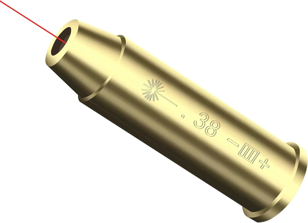 Red Dot Laser Boresighter - Precision Bore Sight for .38 Caliber with 2 Battery Sets | Ideal for Hunting