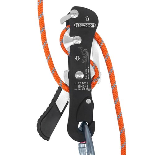 NewDoar Climbing Stop Descender Rappelling Belay for Ropes 10-12mm The Novices for Rescue & Arborist CE Certification(Black)