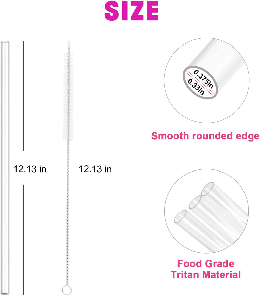Stanley - Dishwasher Safe Replacement Straws for 40oz, 30oz & 64oz Tumblers | 10 Reusable Clear Straws with Cleaning Brush, BPA Free