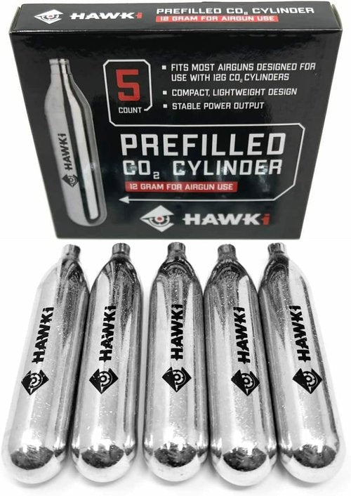 Hawki 12 Gram CO2 Cartridges - Ideal for Air Guns, BB Guns, Airsoft Pistols & Paintball Use