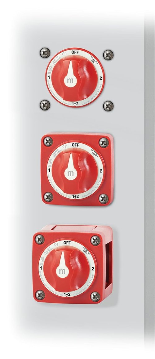 Blue Sea Systems 4-Position Mini Selector Battery Switch - Red, 6007 M-Series for Efficient Power Management