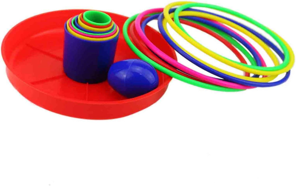 Ogrmar 18" Colorful Plastic Ring Toss Game Set - Fun Outdoor Activity for Kids