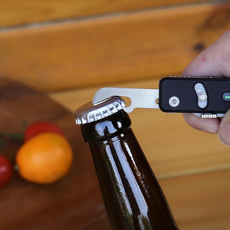 7-in-1 Mini Flex Companion EDC Multitool with G10 Handle, Box Cutter, Short Blade, Scissors, Bottle Opener, Bits & Tweezers