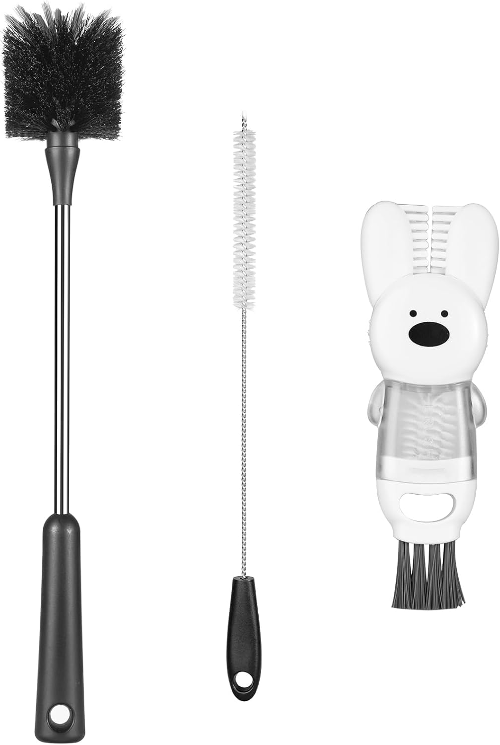 Skiennix Bottle Brushes - Stainless Steel Long Handle Cleaning Set for Baby Bottles, Tumblers & More