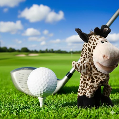 Cute Giraffe Soft Plush Golf Club Driver Headcover – Funny Cute Animal Cartoon Cover for Driver or Fairway Wood, Functional Stuffed Cartoon Protector Fits 460cc, Stylish Accessories for Men Women