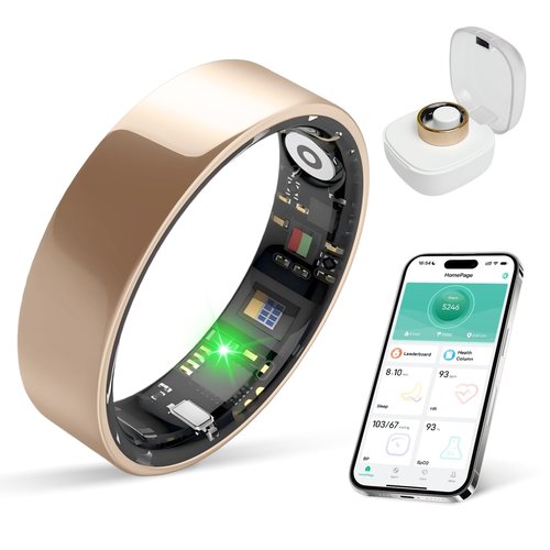 Smart Ring Health Tracker, Sleep/Exercise Monitoring, iOS /Android Compatible, IP68 Water Resistance, No Subscription Required, 5-Day Battery Life, Suitable for Both Women and Men (Rose Gold, 12)