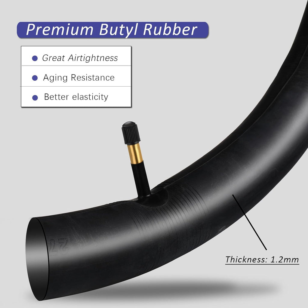Skiennix 27.5 Inch Bike Tube | Premium Butyl Rubber with AV48mm Schrader Valve | 2 Pack