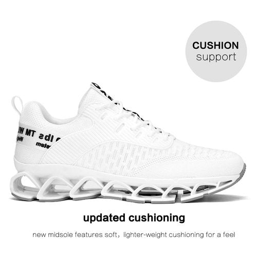 Mens Running Shoes Lace up Blade Non Slip Fashion Sneakers Breathable Mesh Casual Sport Athletic Walking Shoes