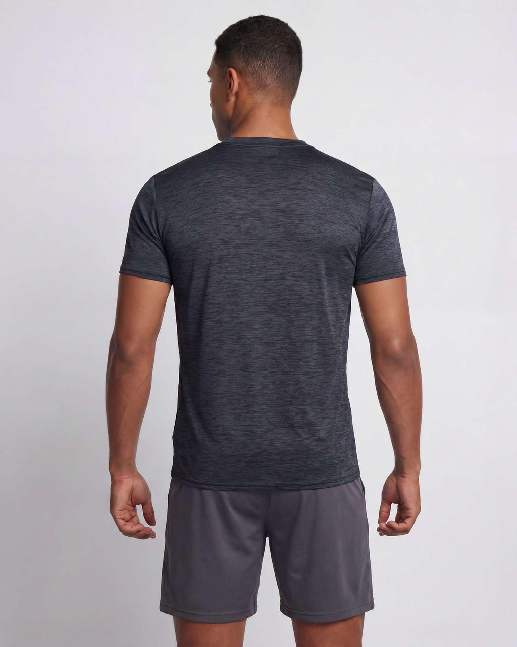 Real Essentials 5 Pack: Men's Dry-Fit Short Sleeve Crew Neck T Shirts Fitness Running Gym Workout Cool Exercise Athletic Tee, Set 1, Medium