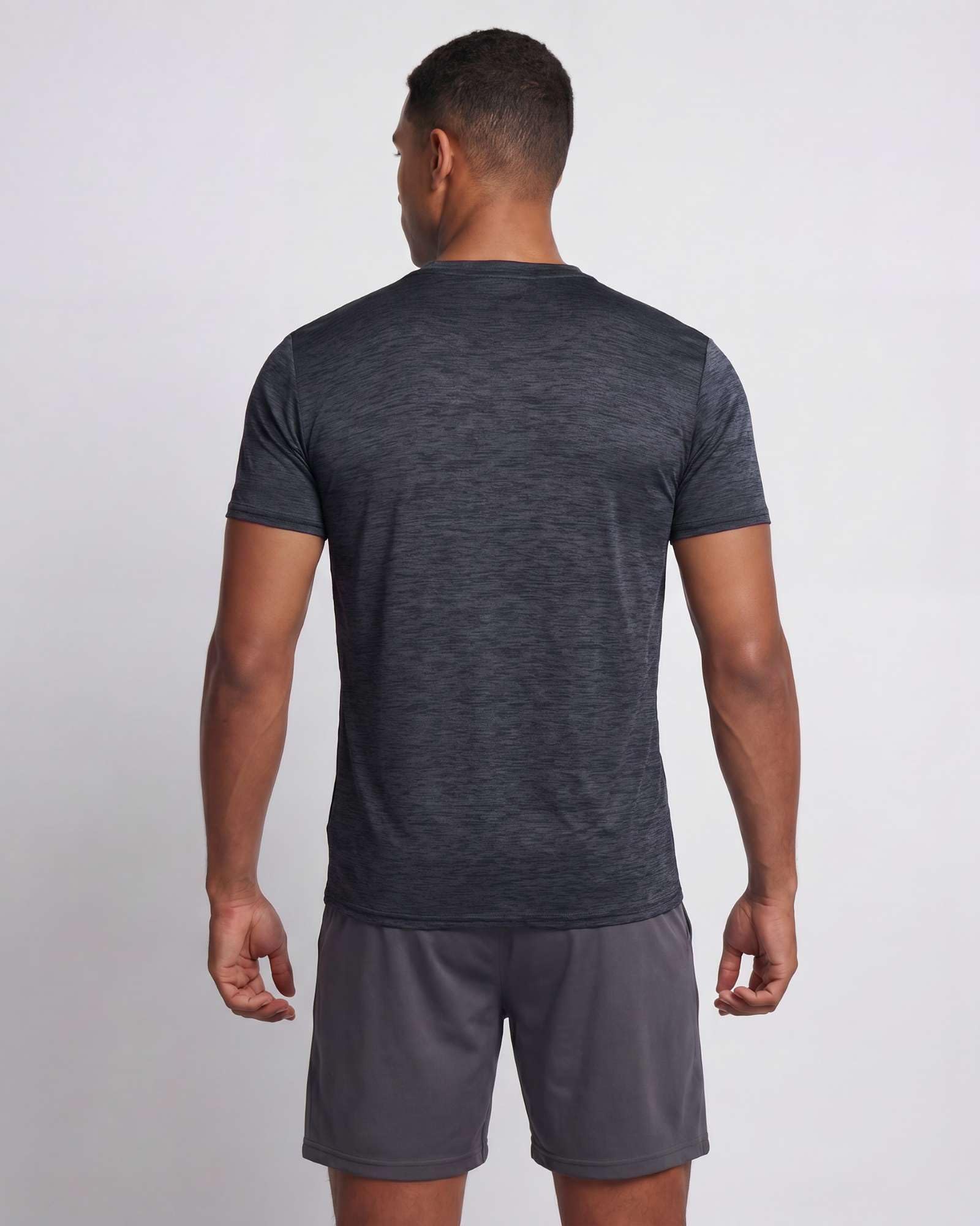Real Essentials 5 Pack: Men's Dry-Fit Short Sleeve Crew Neck T Shirts Fitness Running Gym Workout Cool Exercise Athletic Tee, Set 1, Medium