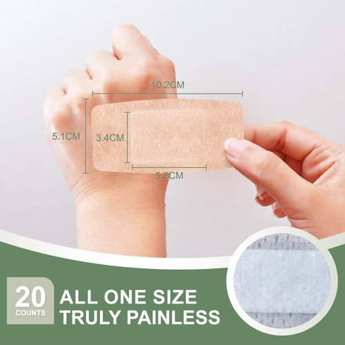 Hysimedy Silicone Adhesive Bandages - Large 2"x4" Flexible Fabric | Hypoallergenic & Latex-Free for Sensitive Skin (20 Count)