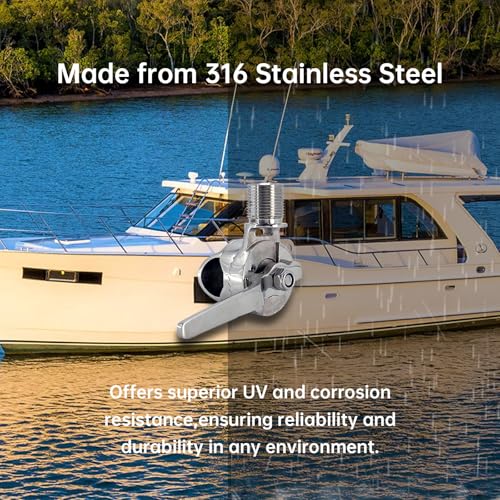 44-Inch Waterproof Marine Radio Antenna with Stainless Steel Mount & Ratchet Rail Bracket