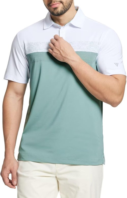 M MAELREG Golf Shirts for Men - Moisture-Wicking Dry Fit Polo with Chest Print | Casual Short Sleeve