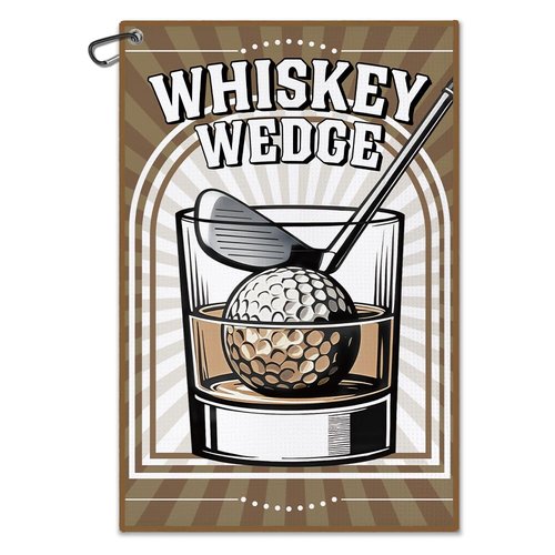 DYJYBMY Whiskey Wedge Brown Printed Golf Towel with Clip, Retro Golf Towel for Men, Anniversary Golfing Gifts for Husband, Retirement Thank You Gifts for Golfing Lover Family Dad Grandfather Uncle