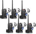 Pxton Waterproof Walkie Talkies - Long Range Two-Way Radios with Earpieces & Fast Charger Dock | 6 Pack