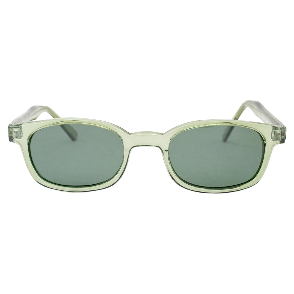 X-KD's Sunglasses 11269 20 Percent Larger than Original KD's ANSI Z80.3 Clear Green Frames w/Polarized Green Lenses