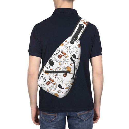 ASYG Funny Cute Cat Sling Backpack Cat Chest Bags Crossbody Animal Shoulder Bag for Men Women